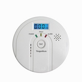 Tegollus CO Melder Kohlenmonoxid CO-Detektor Batteriebetrieben Sensor und Alarm mit Digitalanzeige und Höchstwertspeicherung -